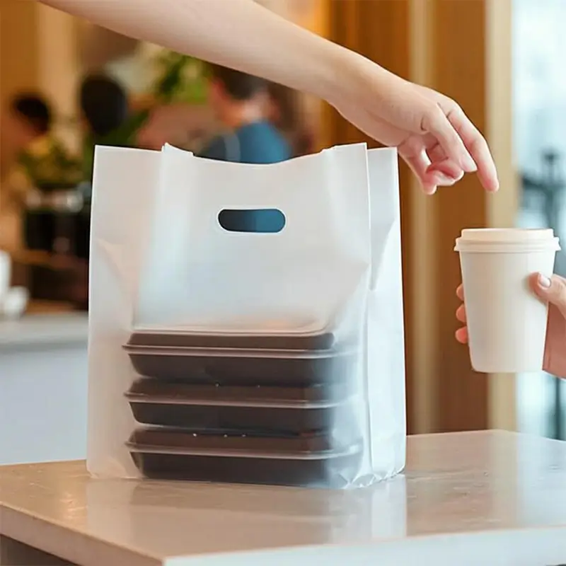 compostable die-cut handle takeout bags