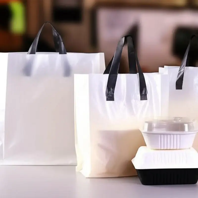 compostable soft loop handle takeout bags