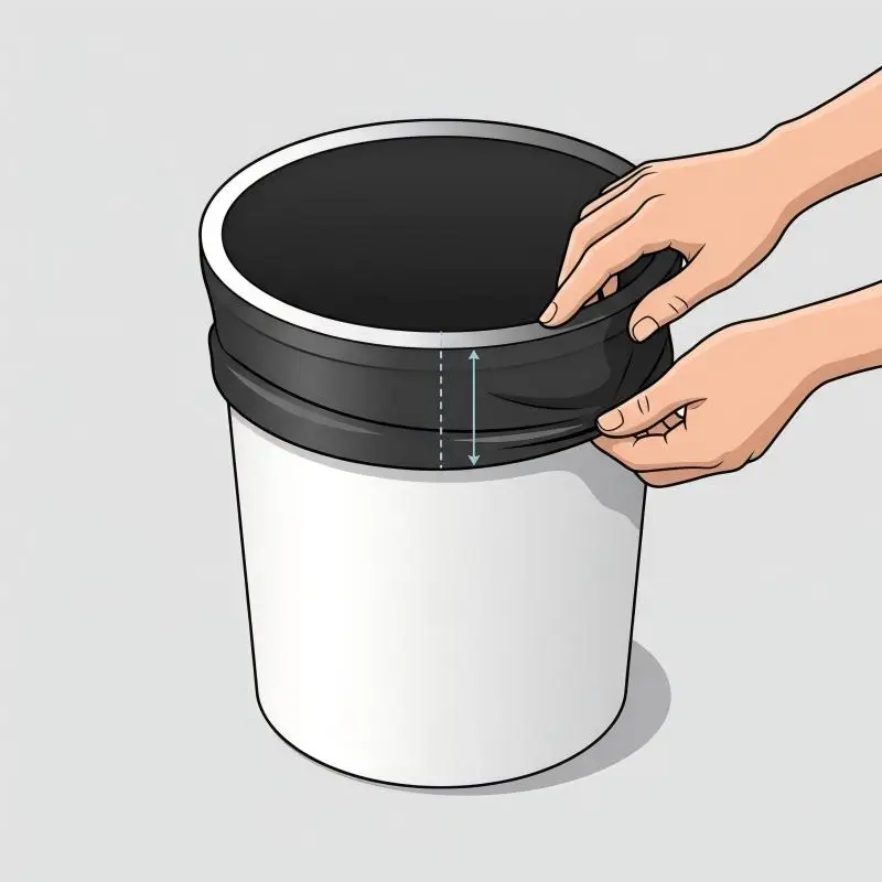 a trash bag flip over the edge of the trash can