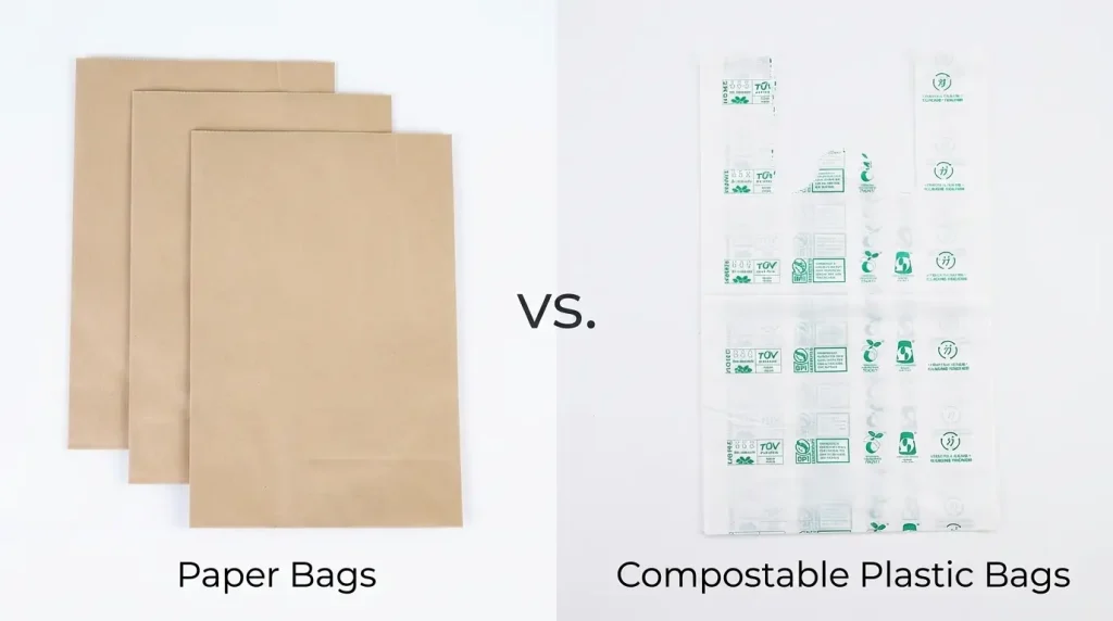 paper bags vs. compostable plastic bags